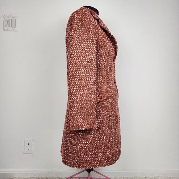 Rodel Spa Italy Wool Blend Coat Red White Cream Fall Winter Size 10 - Picture 7 of 16